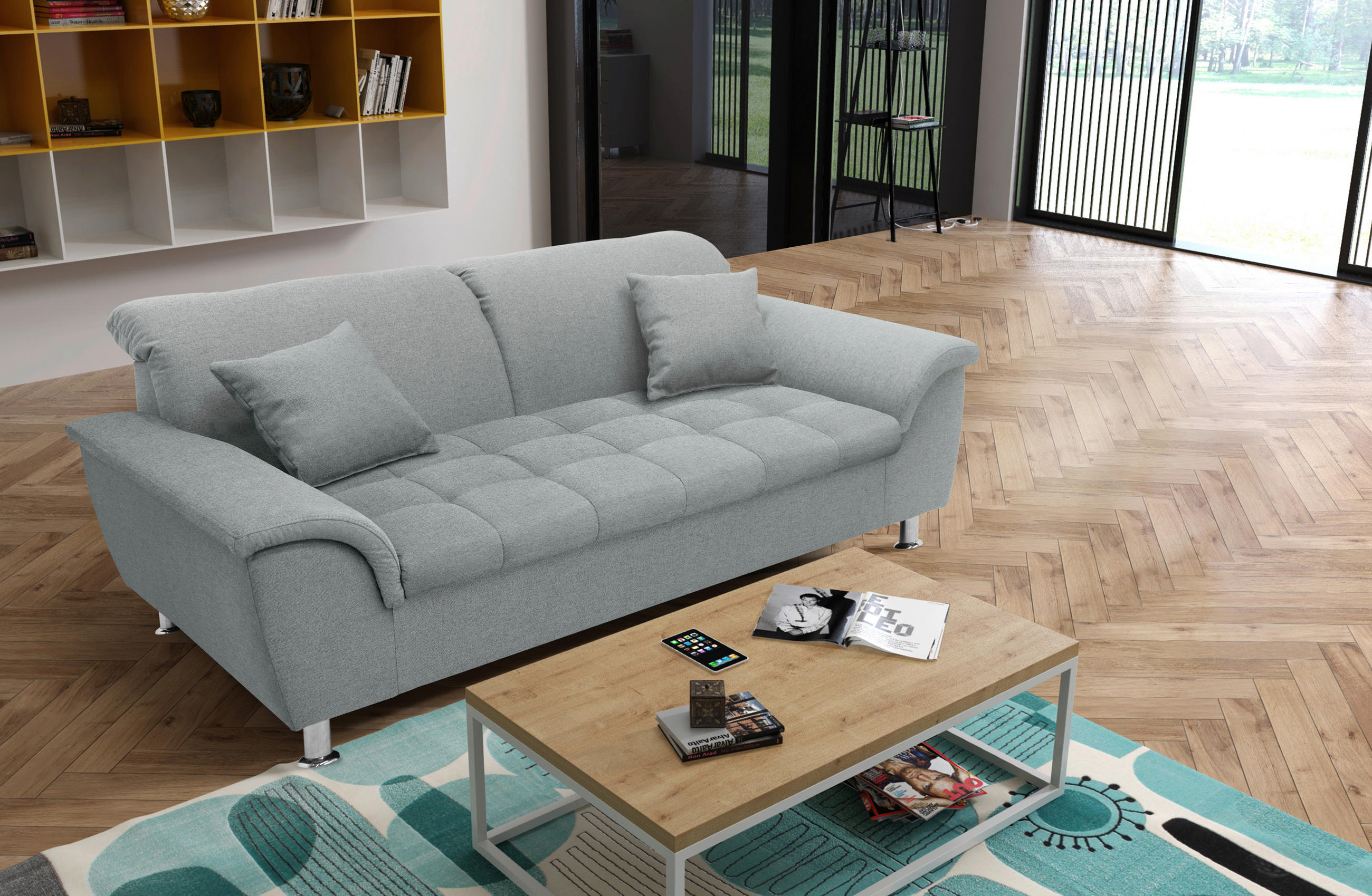 2-SITZER-SOFA in Webstoff Grau  - Chromfarben/Grau, KONVENTIONELL, Textil/Metall (210/81/97cm) - MID.YOU