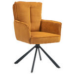 ARMLEHNSTUHL  Stoffauswahl, Sitzfläche 180° drehbar Cord  - Currygelb/Schwarz, Design, Textil/Metall (62/95/67cm) - Novel