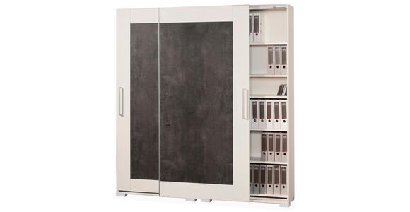 AKTENSCHRANK Grau, Weiß - Weiß/Grau, Design, Holzwerkstoff (280/220,5/40cm) - Moderano