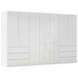 DREHTÜRENSCHRANK 350/235/61 cm,  in Weiß, 7-türig  - Weiß, Basics, Glas/Holzwerkstoff (350/235/61cm) - Novel