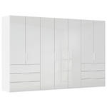 DREHTÜRENSCHRANK 350/223/61 cm,  in Weiß, Weiß Hochglanz, 7-türig  - Weiß Hochglanz/Weiß, Basics, Holzwerkstoff/Metall (350/223/61cm) - Novel