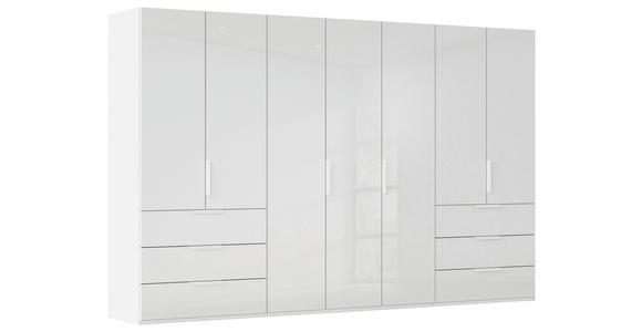 DREHTÜRENSCHRANK 350/235/61 cm,  in Weiß, 7-türig  - Weiß, Basics, Glas/Holzwerkstoff (350/235/61cm) - Novel