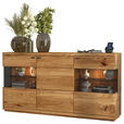 SIDEBOARD Eichefarben  181/95/38 cm  - Eichefarben/Schwarz, Natur, Glas/Holz (181/95/38cm) - Linea Natura