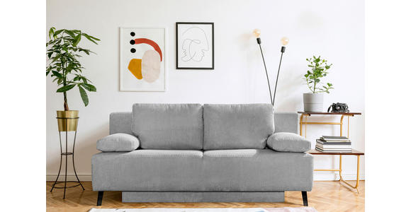 SCHLAFSOFA Cord Hellgrau Rückenkissen, Armlehnenkissen, Bettkasten, Rücken echt  - Hellgrau/Schwarz, Design, Textil/Metall (197/92/88cm) - Novel