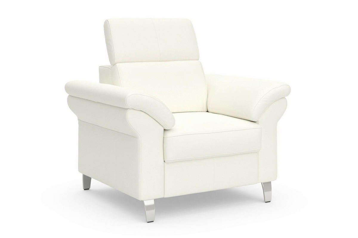 SESSEL in Echtleder Weiß  - Chromfarben/Weiß, Basics, Leder/Metall (101/84/93cm) - Sit & More