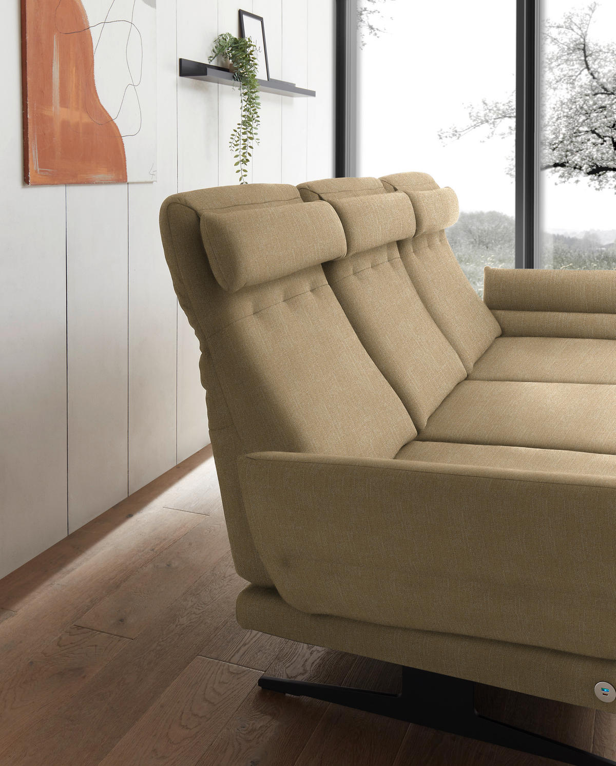 ECKSOFA in Flachgewebe Senfgelb  279-327/176-217 cm  - Senfgelb/Schwarz, Design, Textil/Metall (279-327/176-217cm) - Dieter Knoll