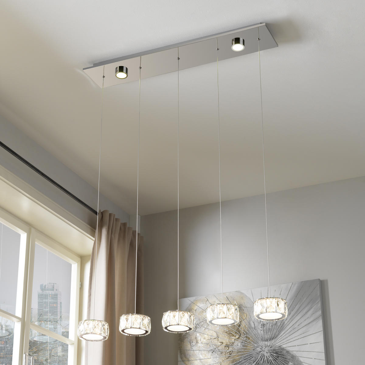 LED FÜGGŐLÁMPA 82/16/120 cm  - Romantik / Landhaus, műanyag/fém (82/16/120cm)