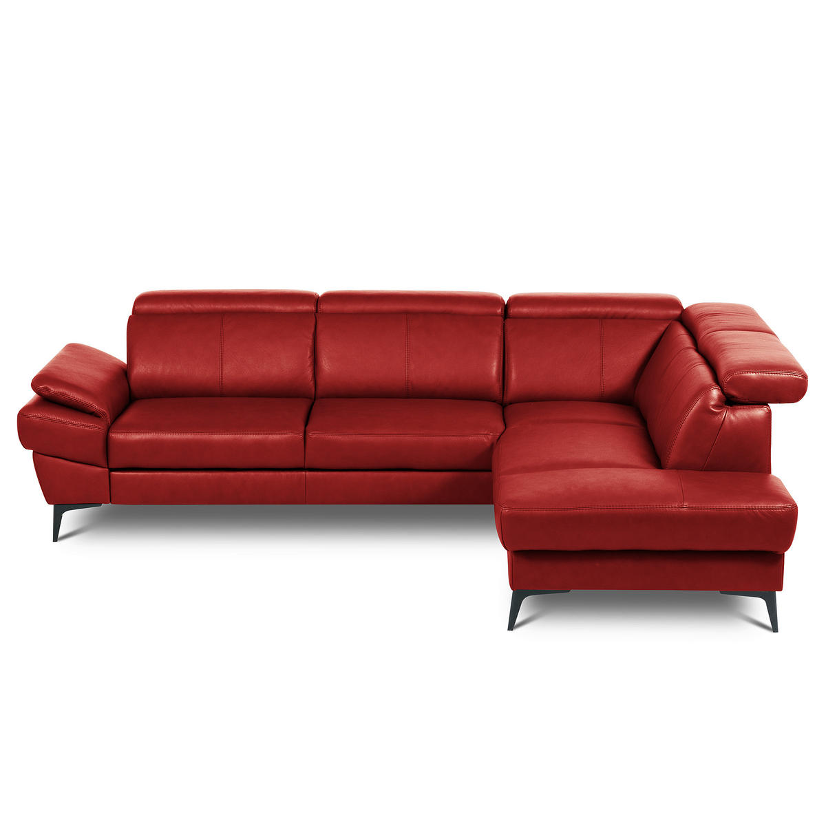 ECKSOFA  in Lederlook Echtleder Rot  - Rot/Schwarz, Design, Leder/Textil (264/211cm) - Livetastic