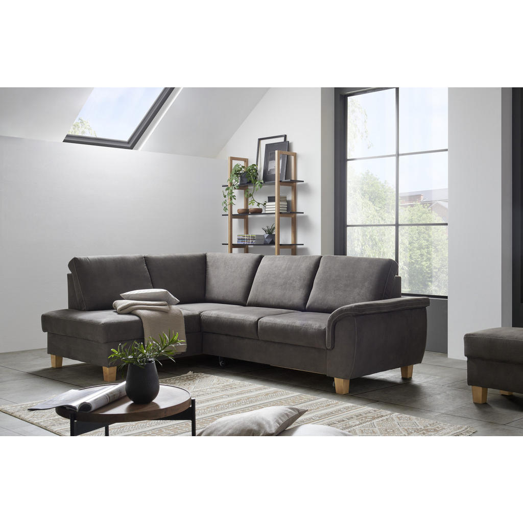 Thumbnail - Cantus Ecksofa, Graubraun, Textil, Eiche, Uni, 4-Sitzer, Ottomane rechts, L-Form, 253x185 cm, Stoffauswahl, seitenverkeh...