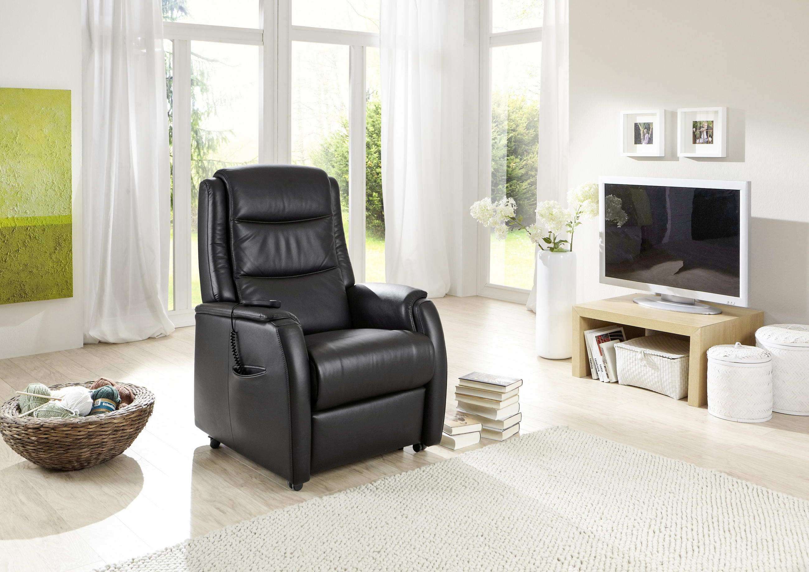 FERNSEHSESSEL in Schwarz  - Schwarz, Konventionell, Leder/Kunststoff (72/109/82cm) - Valdera