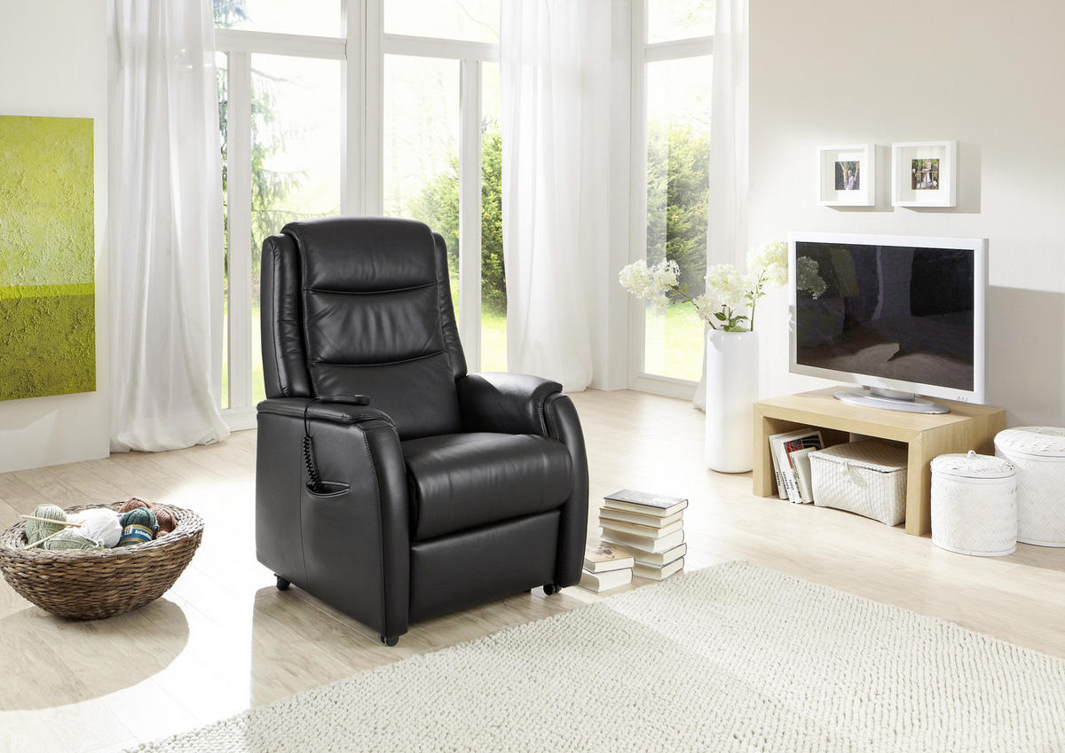 FERNSEHSESSEL in Schwarz  - Schwarz, Konventionell, Leder/Kunststoff (72/109/82cm) - Valdera