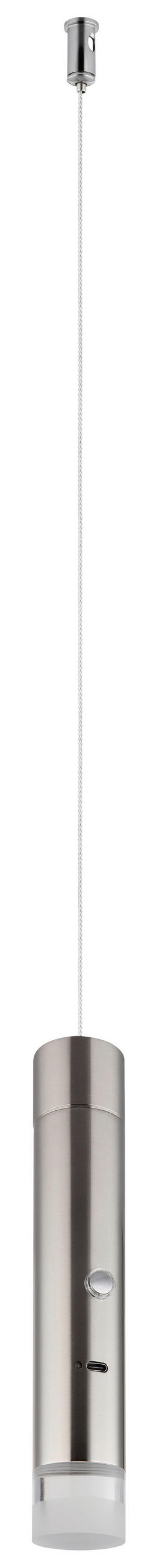 AKKU-LED-HÄNGELEUCHTE 38/120 cm    - Klar/Nickelfarben, Design, Kunststoff/Metall (38/120cm) - Globo