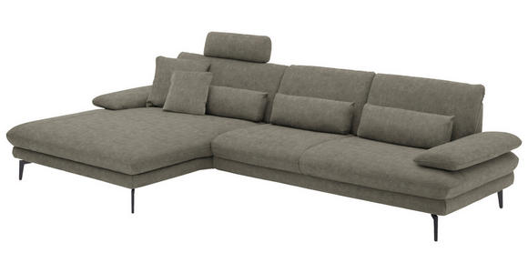ECKSOFA in Velours Grau 180/310 cm - Schwarz/Grau, Design, Textil/Metall (180/310cm) - Dieter Knoll