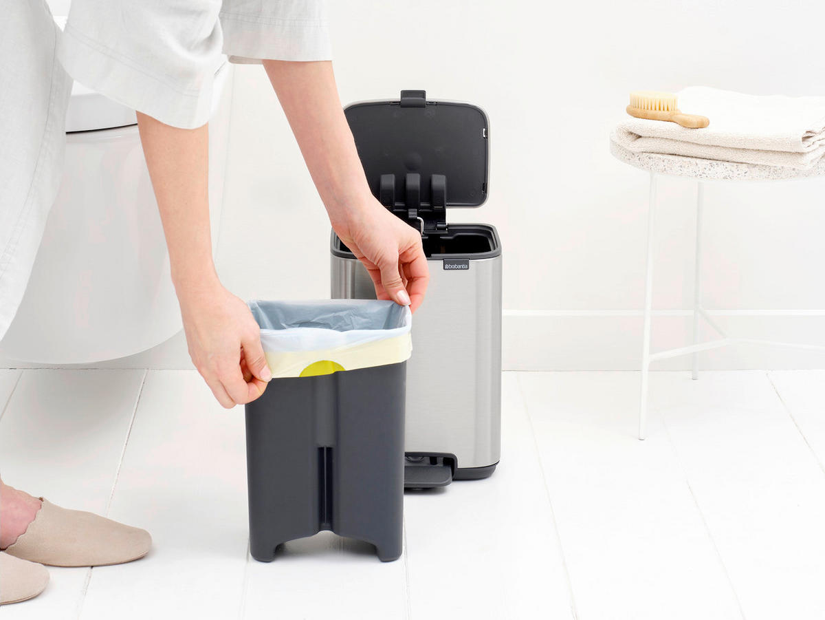 KANTA SA PAPUČICOM  4 l   - boja nerđajućeg čelika/antracit, Konvencionalno, metal/plastika (20/26,8/20,5cm) - Brabantia