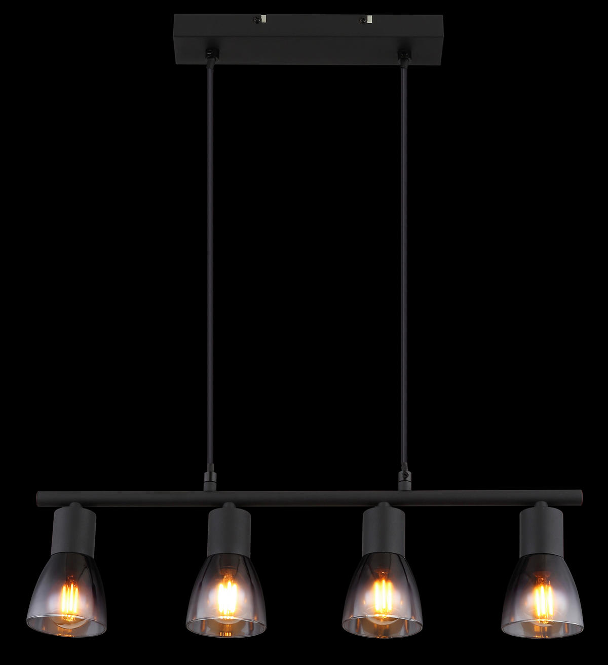 HÄNGELEUCHTE Satella 52/7,2/120 cm  - Klar/Schwarz, Design, Glas/Kunststoff (52/7,2/120cm) - Globo