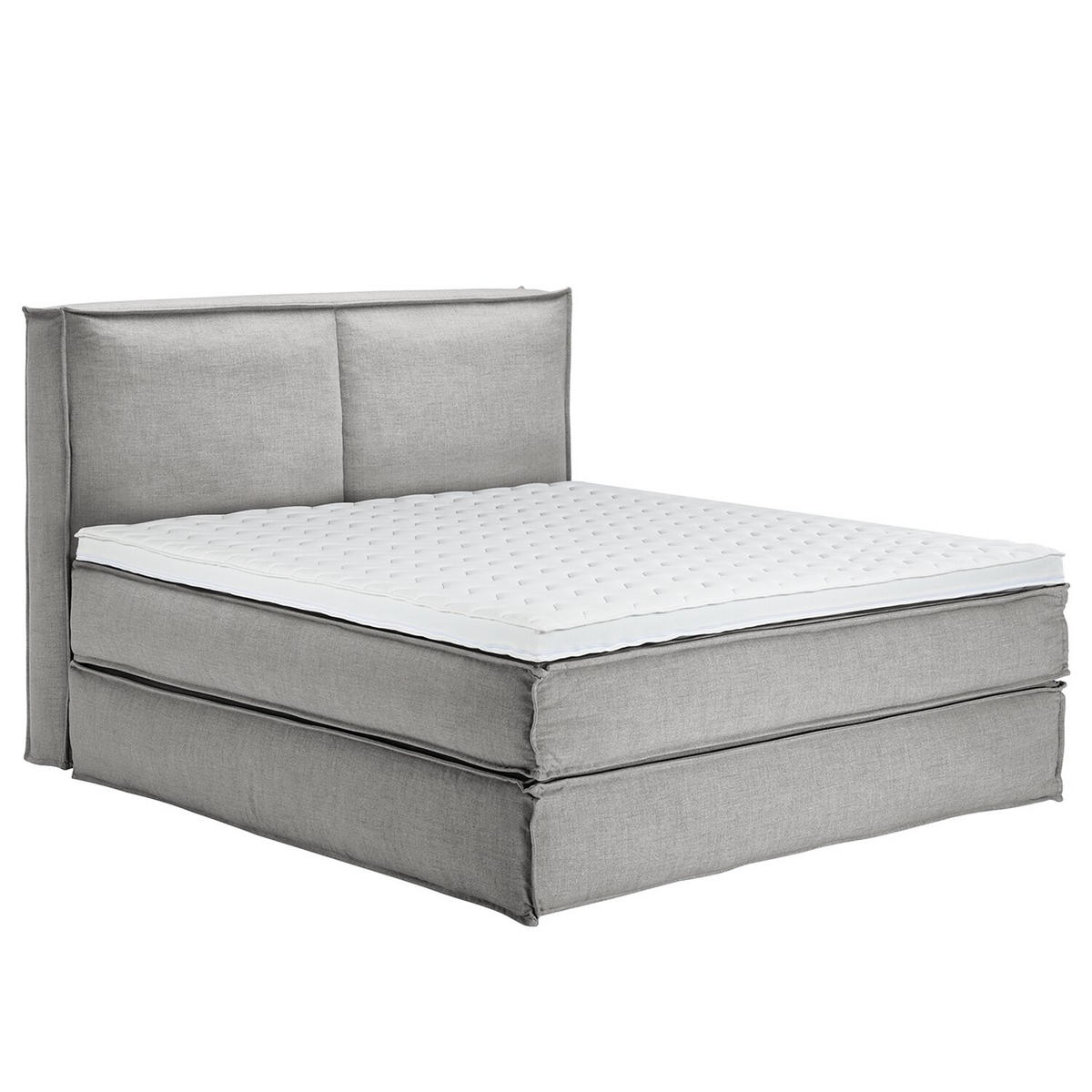 BOXSPRINGBETT 180/200 cm  in Hellgrau  - Hellgrau/Schwarz, Design, Textil (180/200cm) - home24
