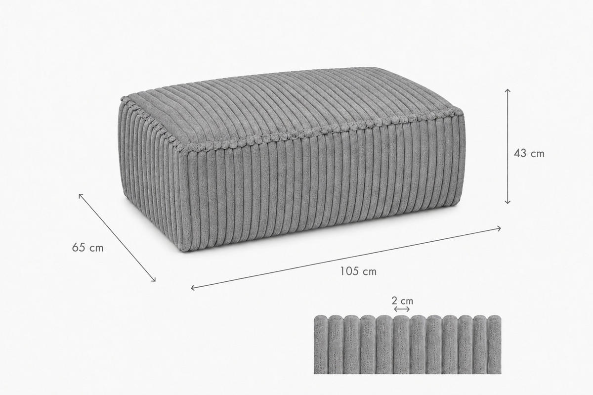 HOCKER in Textil, Holzwerkstoff Grau  - Schwarz/Grau, KONVENTIONELL, Holzwerkstoff/Kunststoff (105/43/65cm) - Livetastic
