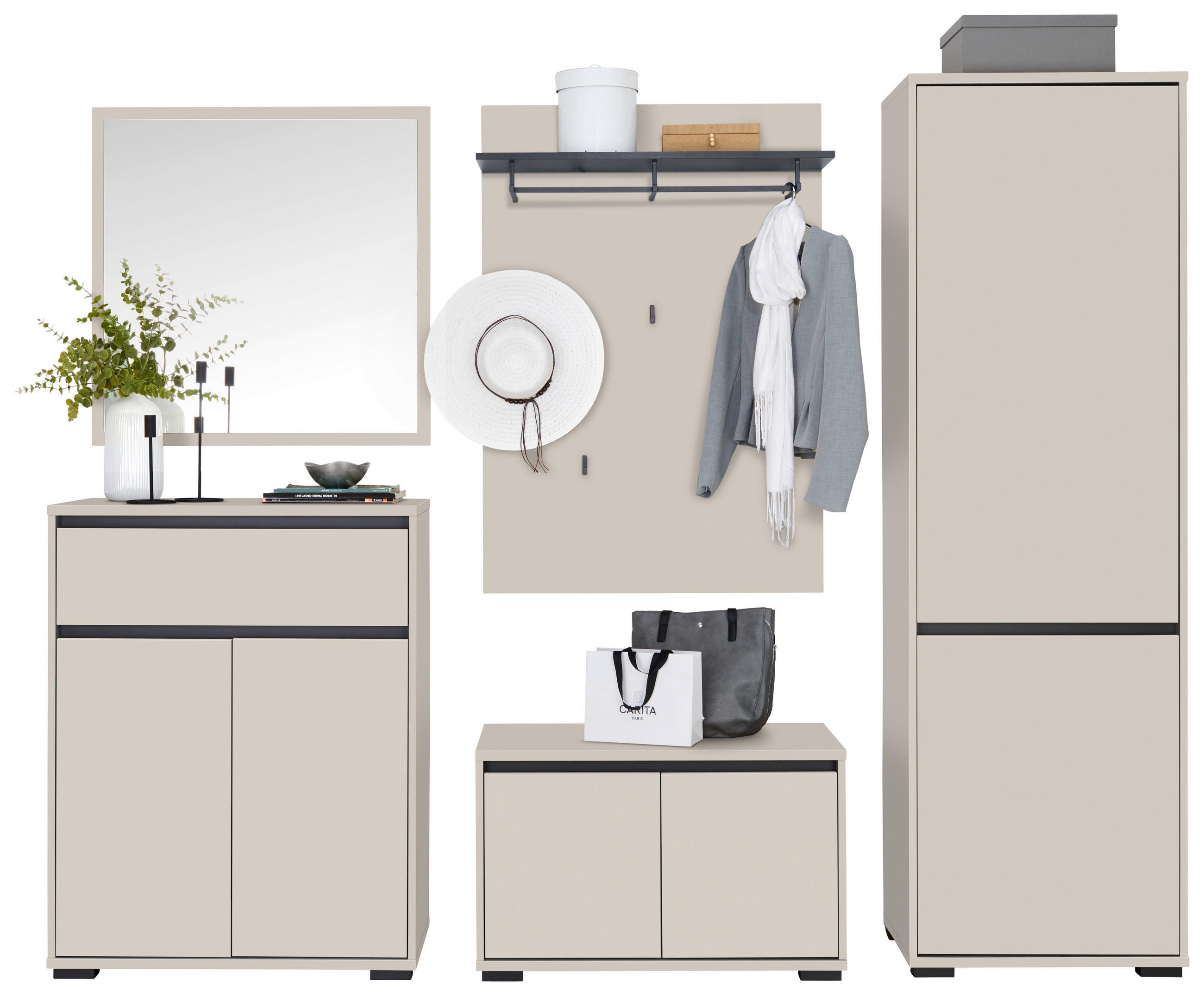 GARDEROBE  in 220/195/38 cm  - Kaschmir/Anthrazit, MODERN, Holzwerkstoff (220/195/38cm) - Xora