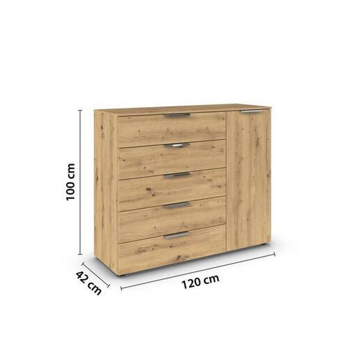 KOMÓD 120/100/42 cm  - króm/fekete, Modern, műanyag/faalapú anyag (120/100/42cm) - Rauch Möbel