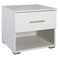 NOČNA OMARICA, bela, visoki sijaj  - bela/barve aluminija, Konvencionalno, umetna masa/leseni material (47/43/44cm) - Rauch Möbel
