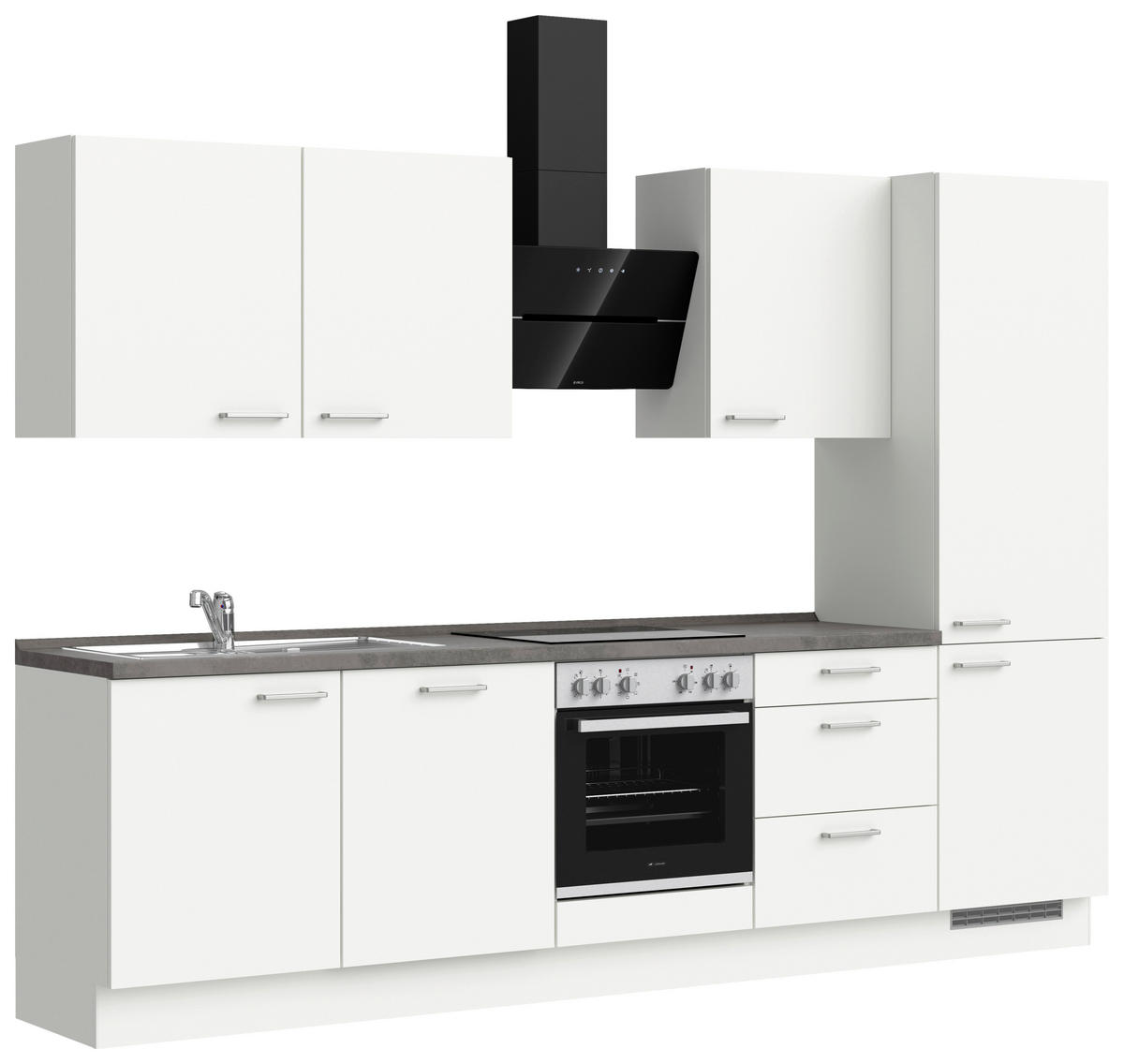 KÜCHENBLOCK 300 cm   in Weiß, Schieferfarben  - Schieferfarben/Edelstahlfarben, MODERN, Holzwerkstoff/Metall (300cm) - Nobilia