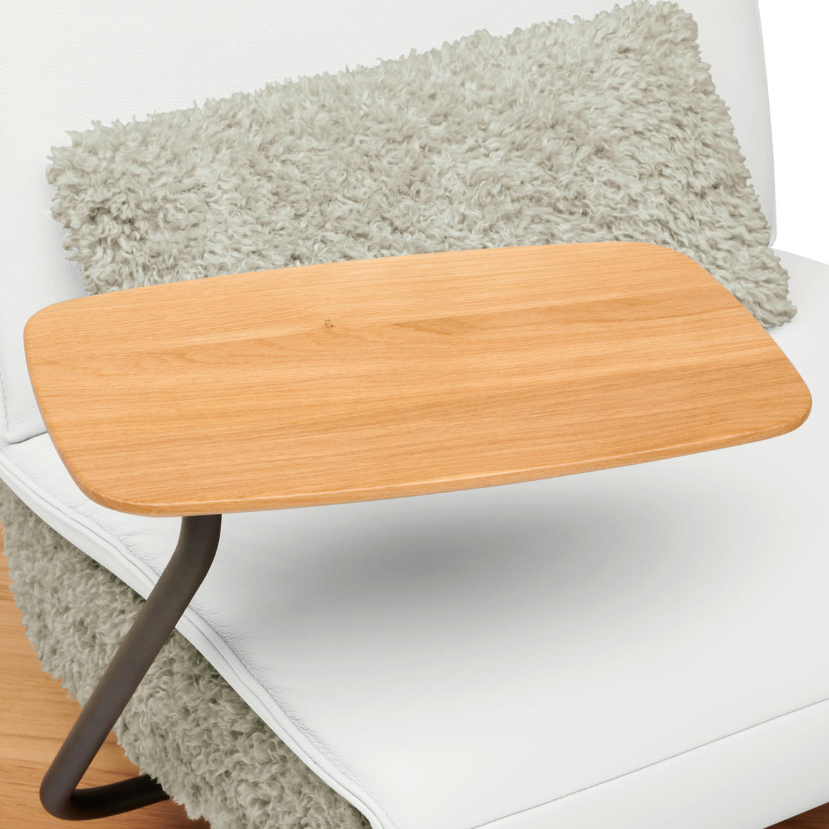 2-SITZER-SOFA Hochflor Echtleder Weiss  - Weiss/Schwarz, Design, Leder/Holz (240/65/104cm) - Koinor