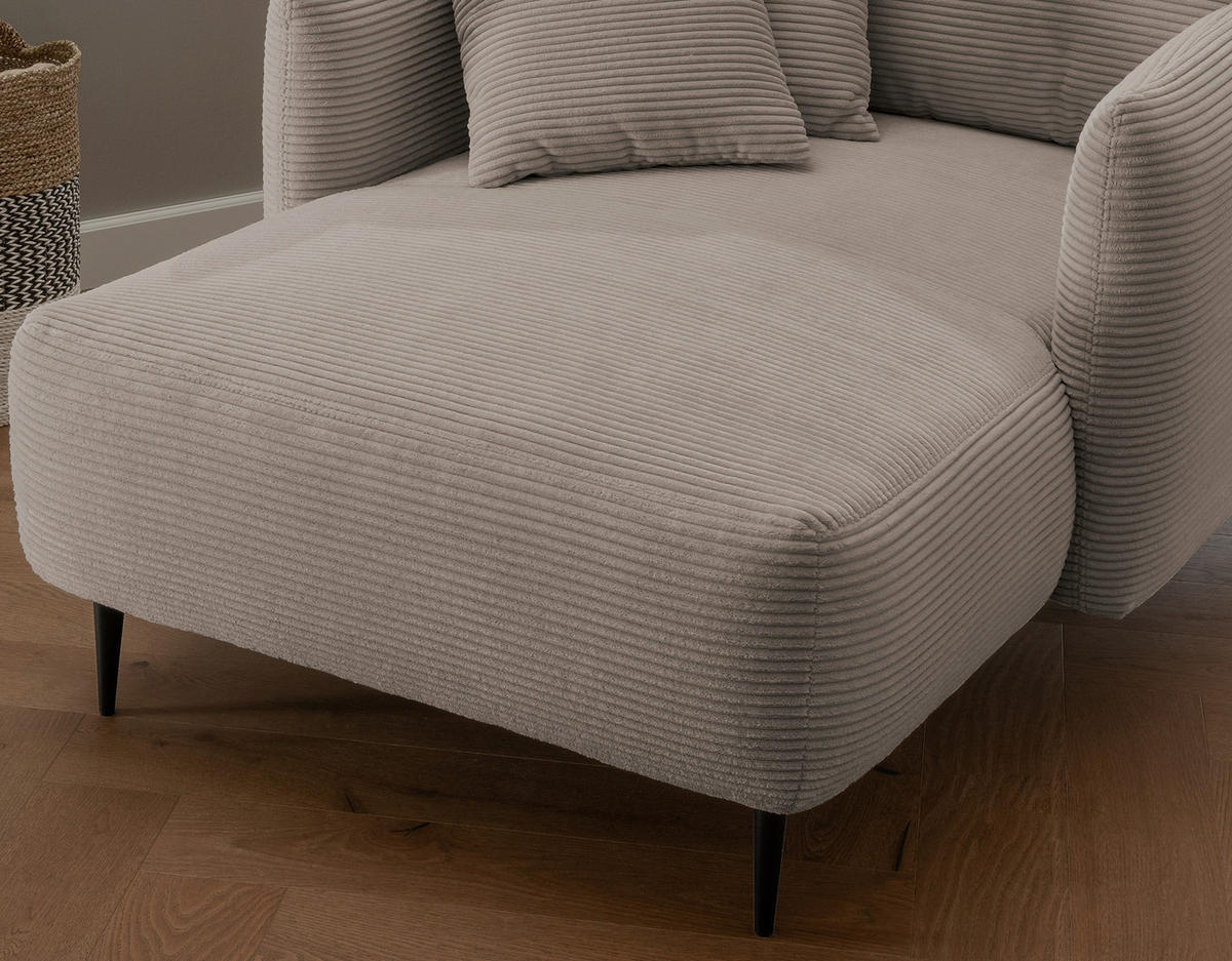 XXL-SESSEL Cord Graubraun    - Graubraun/Schwarz, Design, Textil/Metall (112/95/158cm) - Livetastic