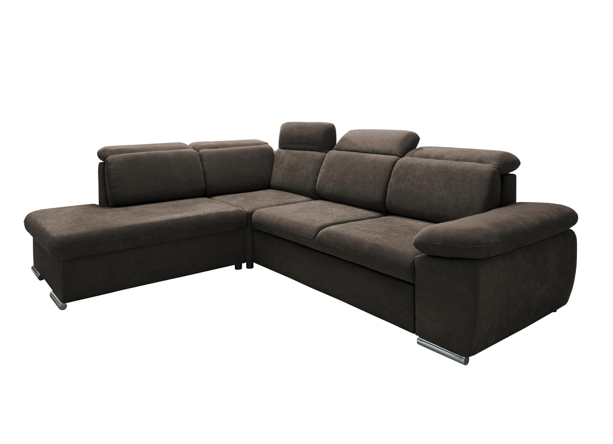 ECKSOFA in Mikrofaser Dunkelbraun  - Chromfarben/Dunkelbraun, Design, Textil/Metall (228/283cm) - Livetastic