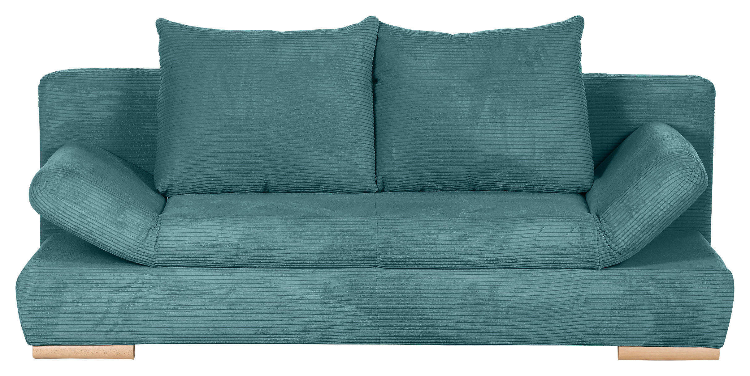 SCHLAFSOFA Cord Türkis  - Türkis/Naturfarben, KONVENTIONELL, Holz/Textil (200/75/92cm) - home24