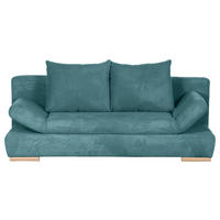 SCHLAFSOFA Cord Türkis  - Türkis/Naturfarben, KONVENTIONELL, Holz/Textil (200/75/92cm) - home24