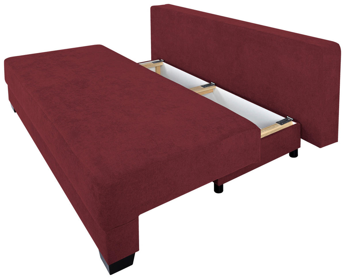 SCHLAFSOFA  mit Webstoff Rot  - Rot/Schwarz, Design, Kunststoff/Textil (200/90/110cm) - P & B