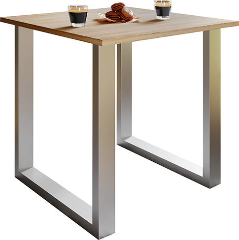 ESSTISCH Silberfarben, Sonoma Eiche  - Silberfarben/Sonoma Eiche, Basics, Holzwerkstoff (80/80/76cm) - MID.YOU