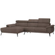 ECKSOFA in Velours Braun  - Schwarz/Braun, Design, Textil/Metall (187/295cm) - Novel