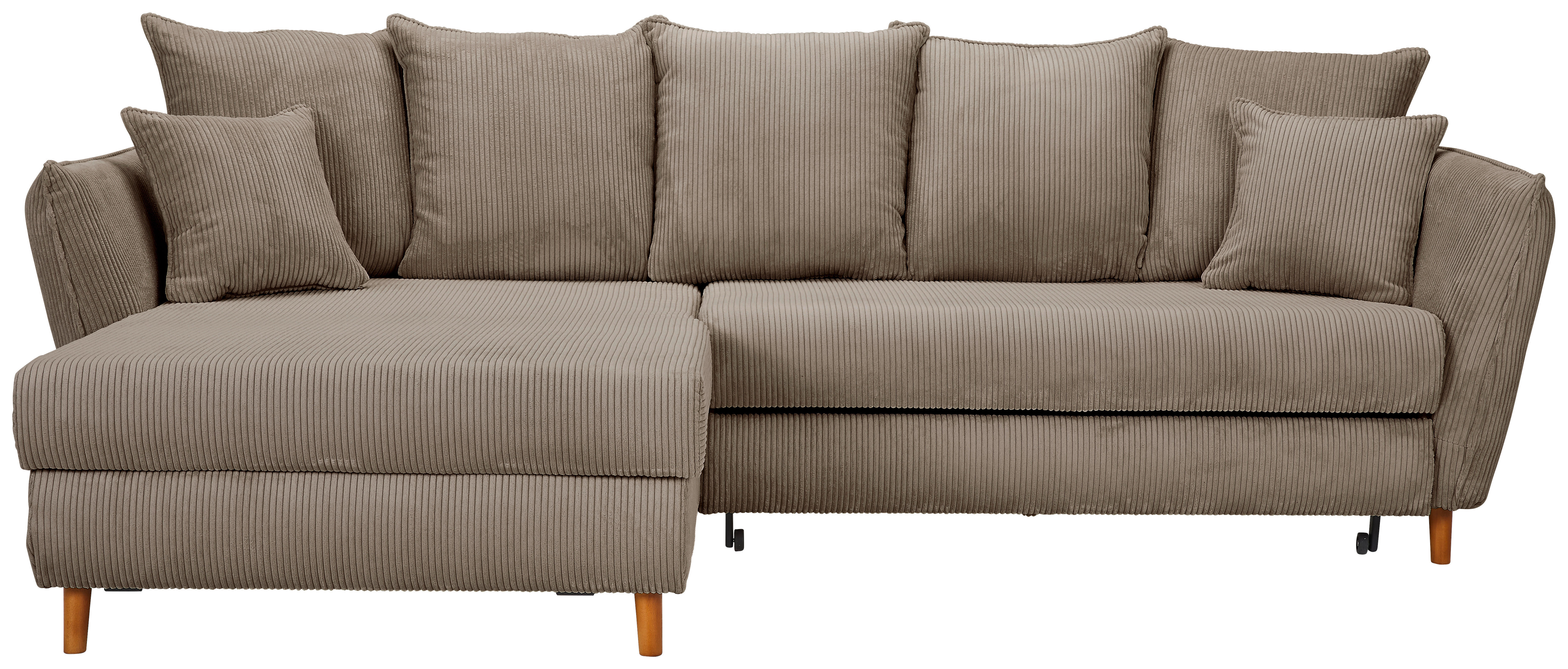 ECKSOFA Taupe Cord  - Taupe/Eichefarben, KONVENTIONELL, Holz/Textil (284/162cm) - Carryhome