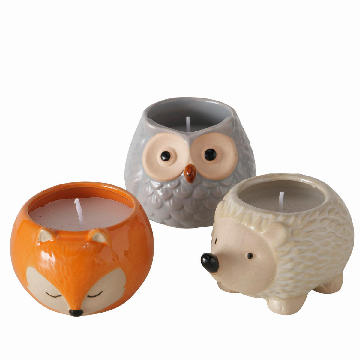 SVEČNIK - siva/krem barve, Basics, keramika/parafin (10,8/8/7cm)