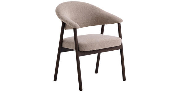 ARMLEHNSTUHL   Flachgewebe  - Sandfarben/Dunkelbraun, KONVENTIONELL, Holz/Textil (63/81/63cm) - Ambia Home