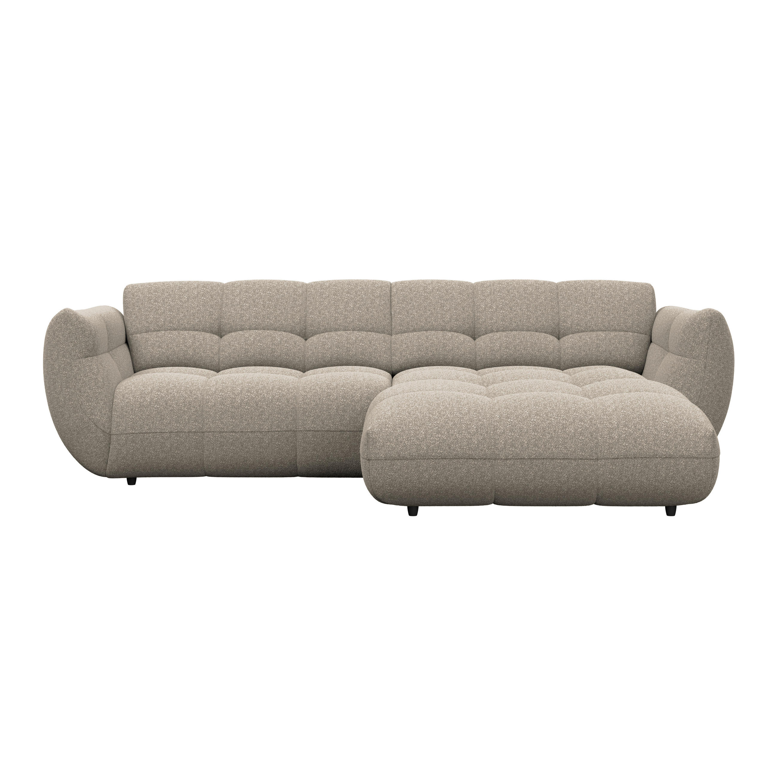 ECKSOFA Chenille Beige  - Beige/Schwarz, Trend, Kunststoff/Textil (280/178cm) - MID.YOU