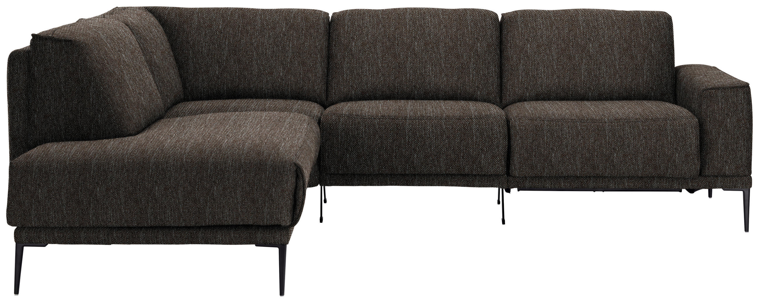 ECKSOFA in Flachgewebe Dunkelbraun  - Dunkelbraun/Schwarz, Design, Textil/Metall (210/260cm) - Johann Jakob