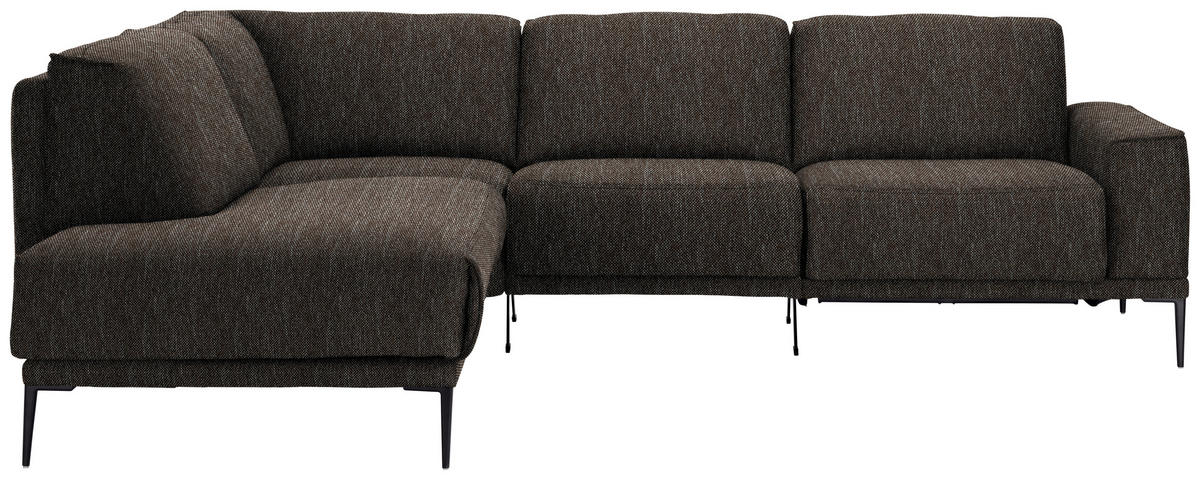 ECKSOFA in Flachgewebe Dunkelbraun  - Dunkelbraun/Schwarz, Design, Textil/Metall (210/260cm) - Johann Jakob