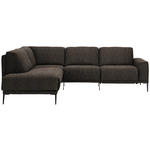 ECKSOFA in Flachgewebe Dunkelbraun  210/260 cm  - Dunkelbraun/Schwarz, Design, Textil/Metall (210/260cm) - Johann Jakob