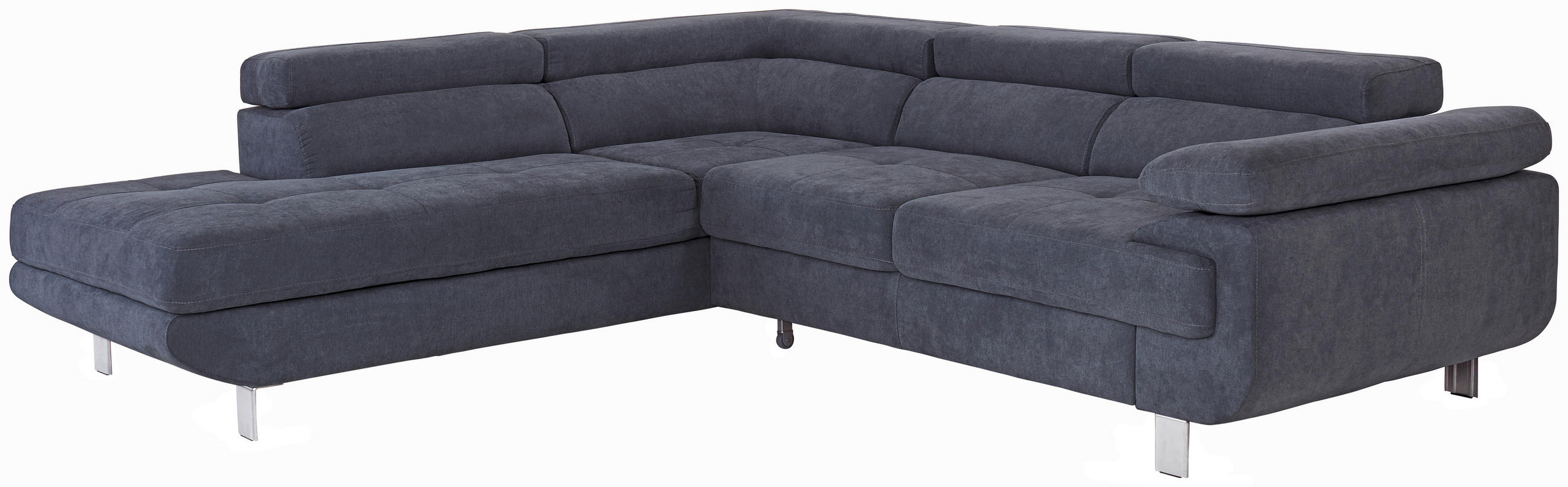 HÖRNSOFFA i dräll blågrå  - blågrå, Modern, metall/textil (230/270cm) - MID.YOU