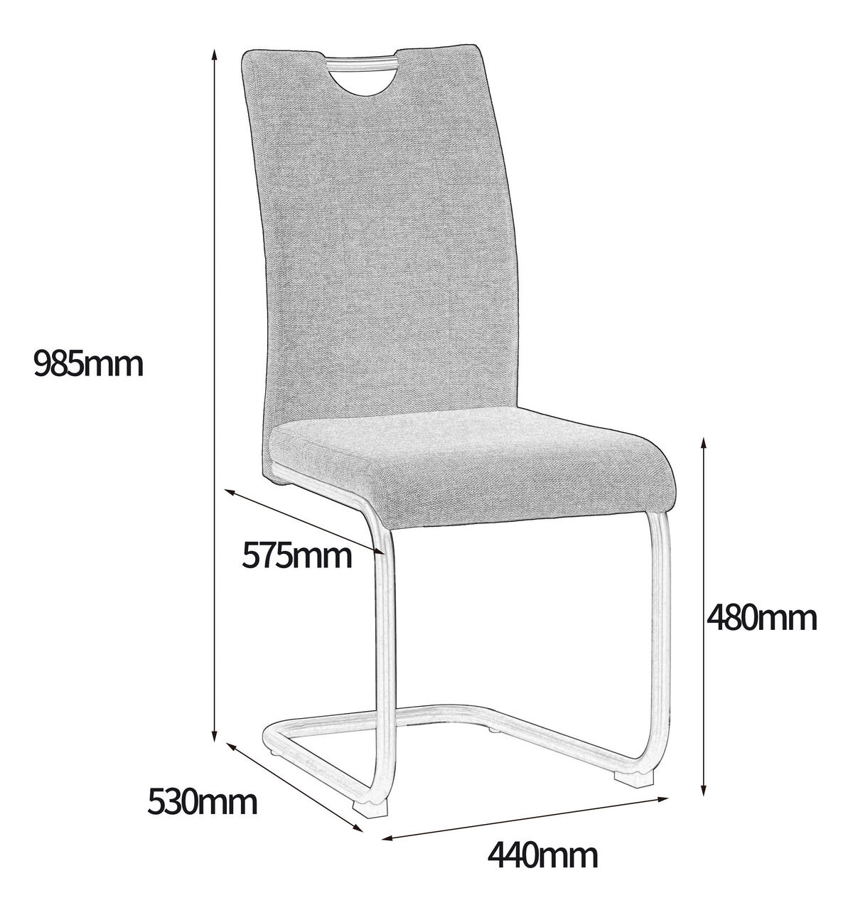 NIHAJNI STOL, kovina, tekstil siva, barve nerjavečega jekla  - barve nerjavečega jekla/siva, Design, kovina/tekstil (44/98,5/57,5cm) - Xora