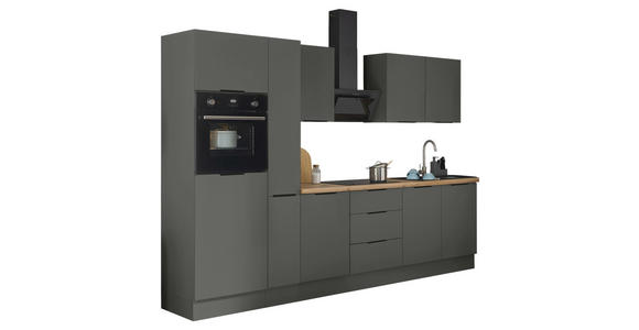 KÜCHENBLOCK in Graphitfarben - Schwarz/Graphitfarben, Basics, Holzwerkstoff/Metall (300/211/60cm) - Xora