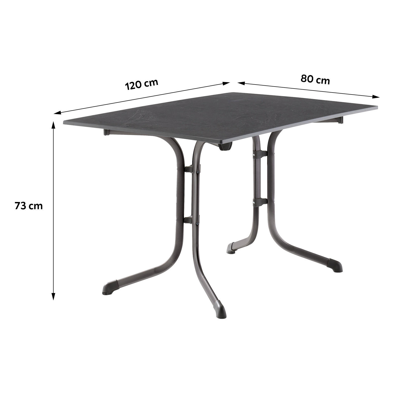 GARTENTISCH Holzwerkstoff Anthrazit, Grau rechteckig  - Anthrazit/Grau, MODERN, Holzwerkstoff/Metall (120/80/73cm) - Sieger