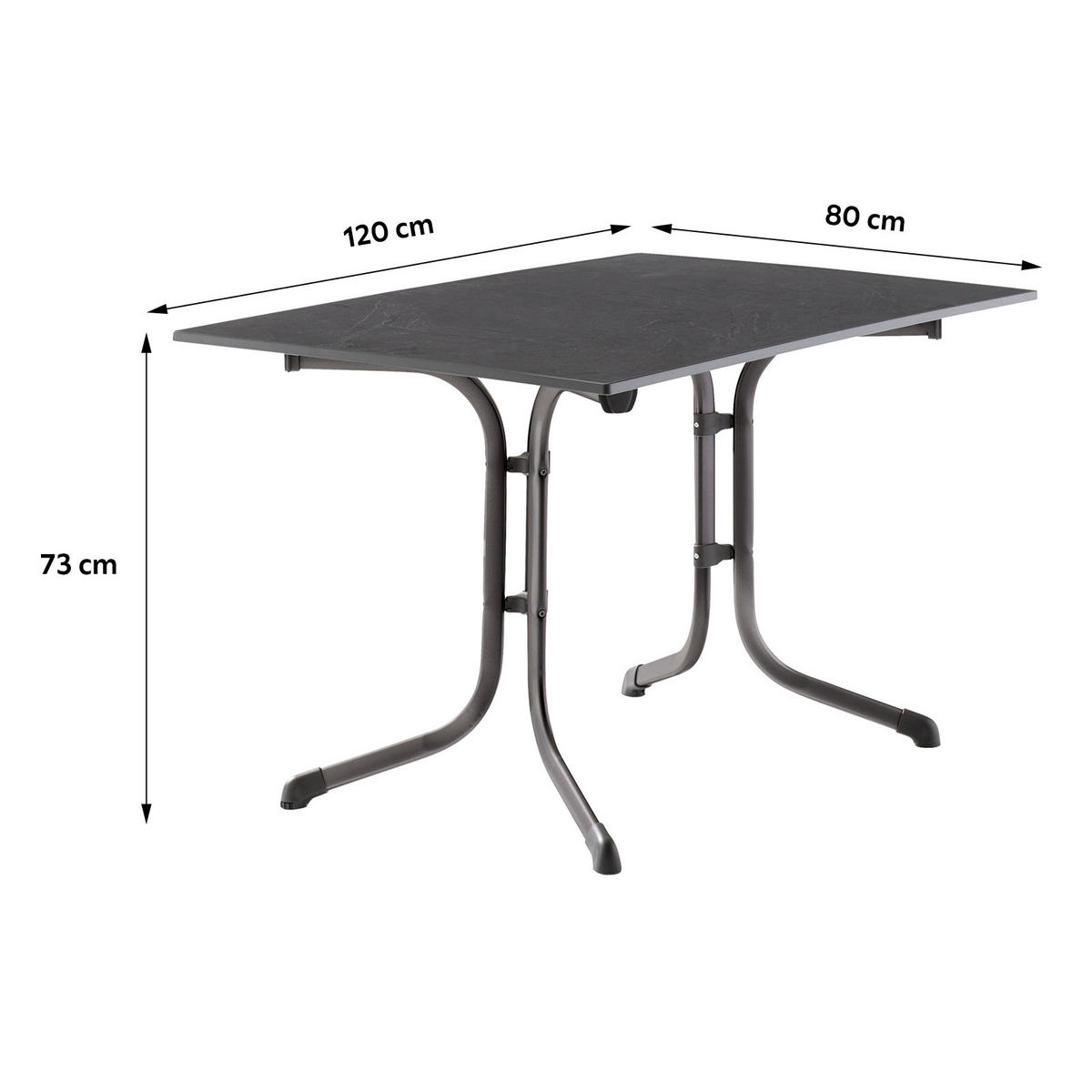 GARTENTISCH Holzwerkstoff Anthrazit, Grau rechteckig  - Anthrazit/Grau, MODERN, Holzwerkstoff/Metall (120/80/73cm) - Sieger