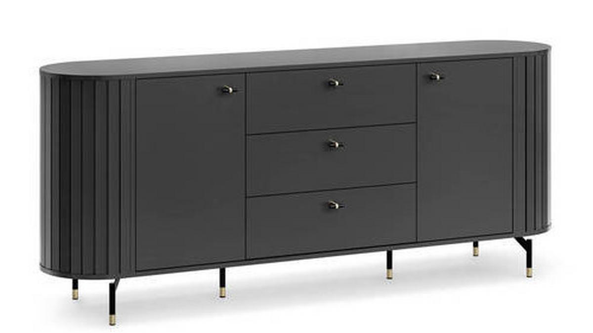 SIDEBOARD  in 190,1/81/40 cm  - Goldfarben/Schwarz, MODERN, Holzwerkstoff/Metall (190,1/81/40cm) - home24