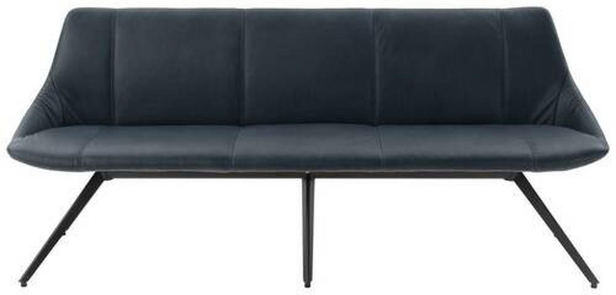 SITZBANK 195/88/62 cm Struktur Echtleder Blau, Grau Metall  - Blau/Anthrazit, Design, Leder/Textil (195/88/62cm) - Bert Plantagie