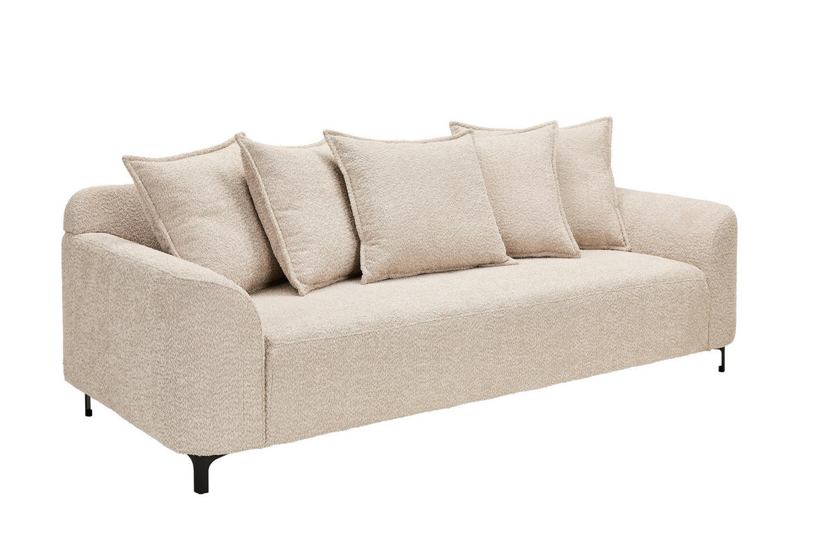 3-SITZER-SOFA Chenille Beige  - Beige/Schwarz, KONVENTIONELL, Textil/Metall (228/84/99cm) - Carryhome