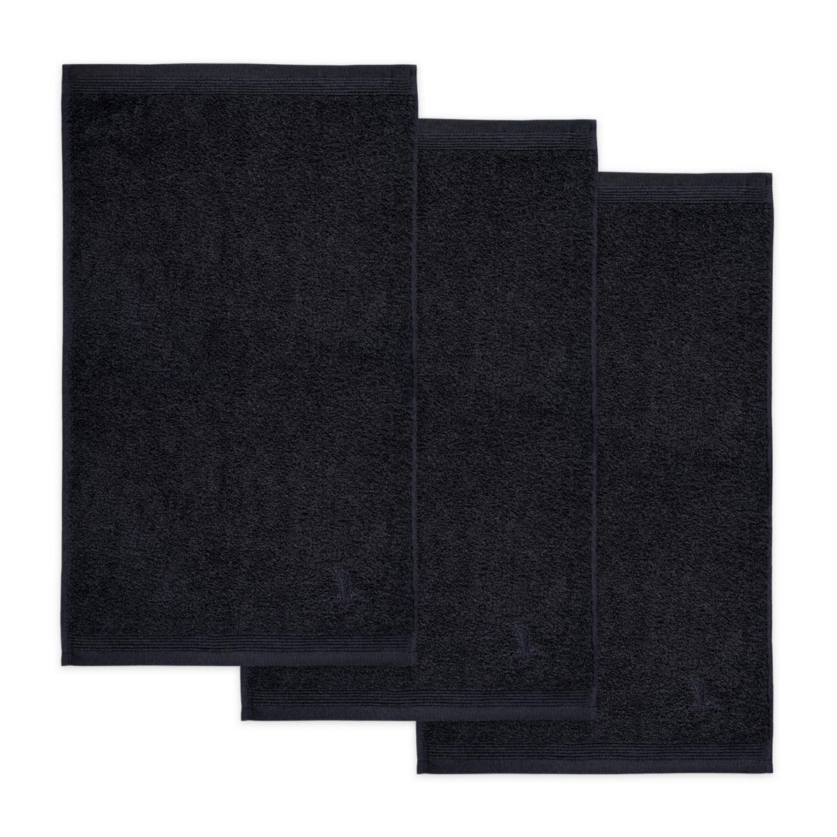 FROTTIERSET Schwarz 3-teilig  - Schwarz, Basics, Textil (30/50cm) - Moeve