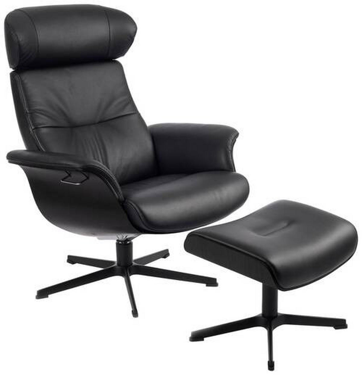 RELAXSESSEL in Leder Schwarz  - Schwarz, Natur, Leder/Metall (81/110/80cm) - Conform